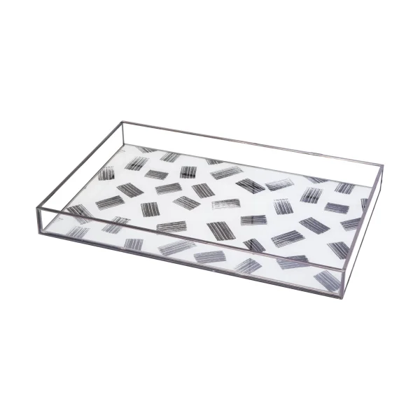 Gold Edge Printed Deco Glass Tray