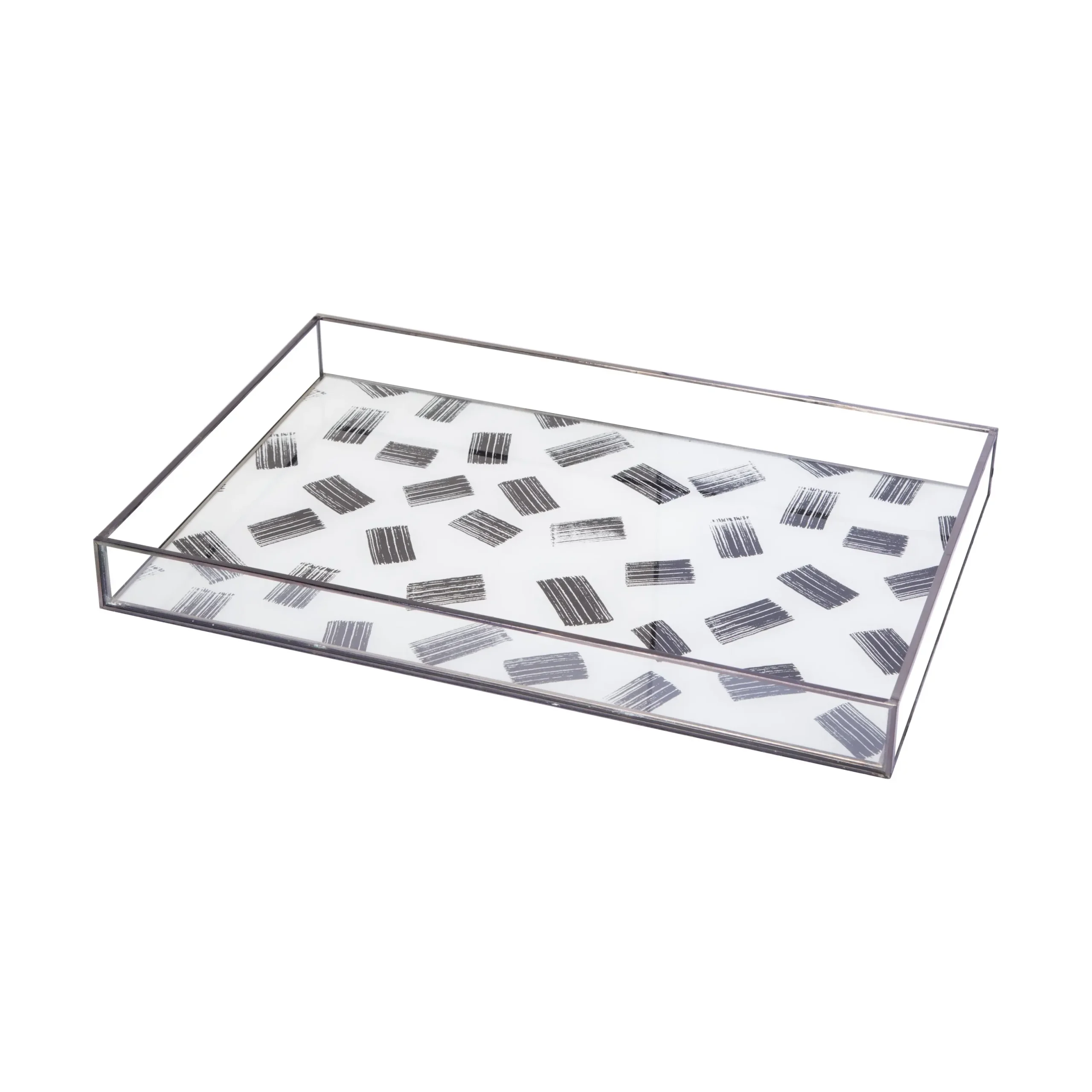 Gold Edge Printed Deco Glass Tray