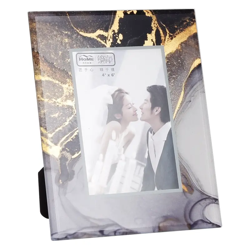 Gold Marble Print Glass Photo Frame-PF001