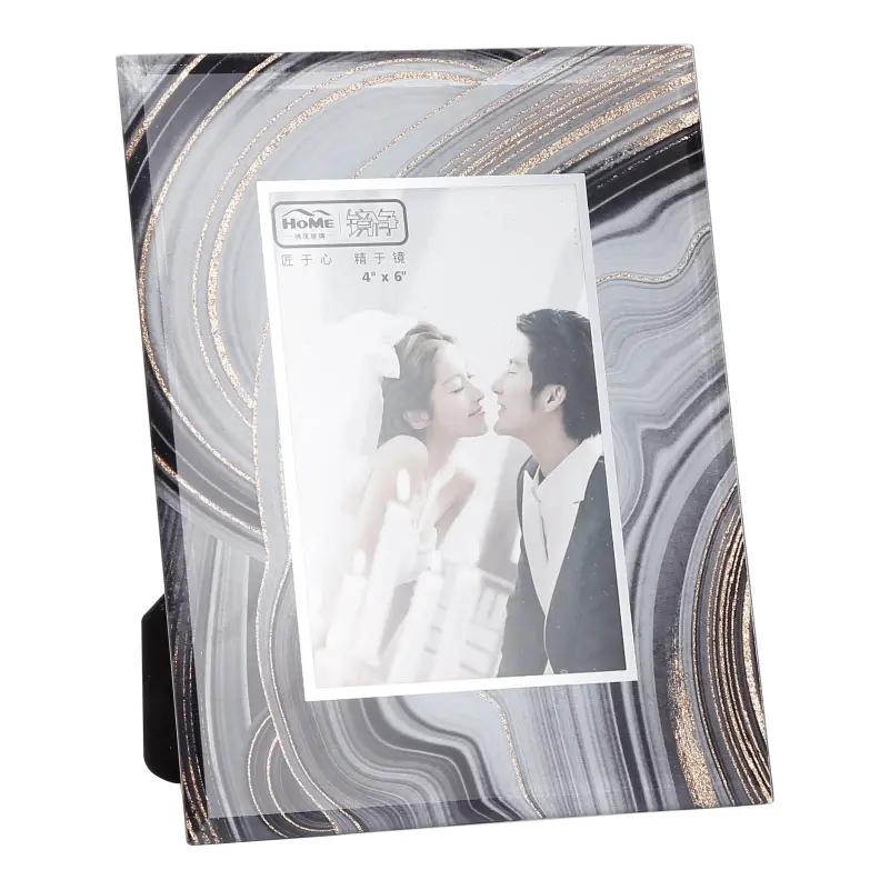 Gold Glitter Marble Glass Photo Frame-PF002