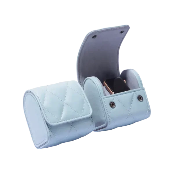 Single Slot Blue PU Leather Watch Roll Travel Case-WR003 (1)