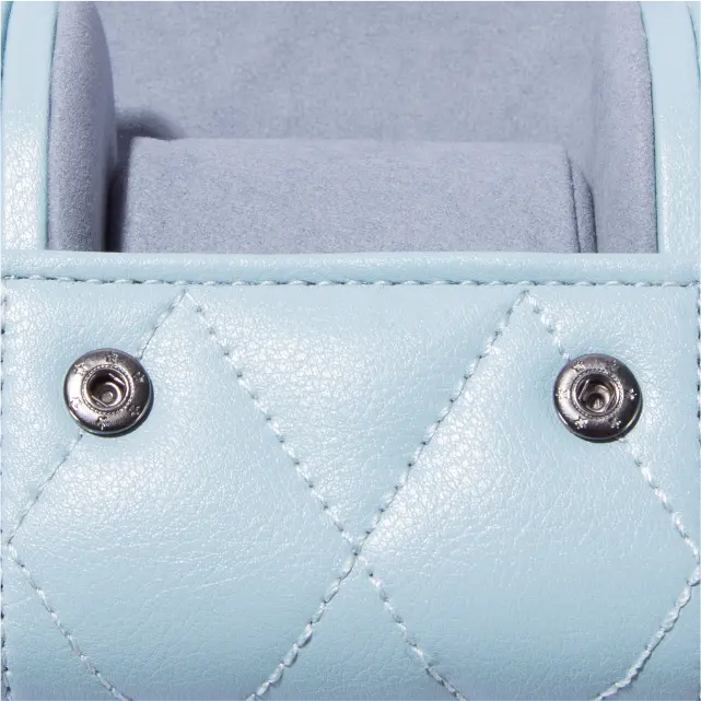 Single Slot Blue PU Leather Watch Roll Travel Case-WR003 (2)