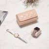 2 Slots Pink PU Leather Watch Roll Travel Case-WR006
