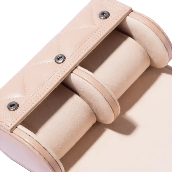 2 Slots Pink PU Leather Watch Roll Travel Case-WR006(2)
