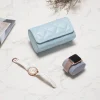 2 Slots Blue PU Leather Watch Roll Travel Case-WR007