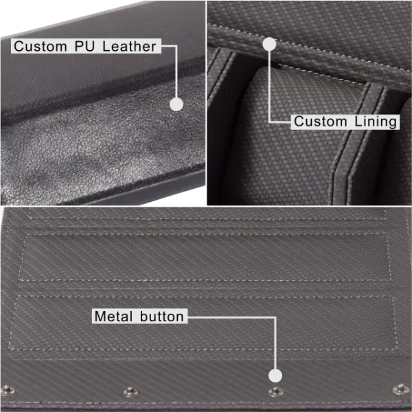 3 Slots Black PU leather watch roll travel case-WR008 (2)