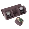 3 Slots Brown PU leather watch roll travel case-WR009 (1)