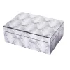 Metallic Silver Leaf Pattern Glass Jewelry Box-JB004