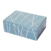 Blue and Gold Lines Glass Jewelry Box-JB005
