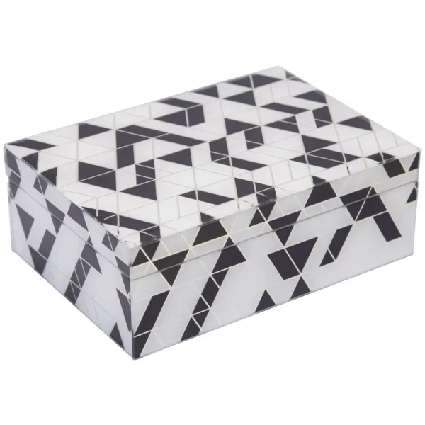 Black White and Gold Geo Glass Jewelry Box-JB010