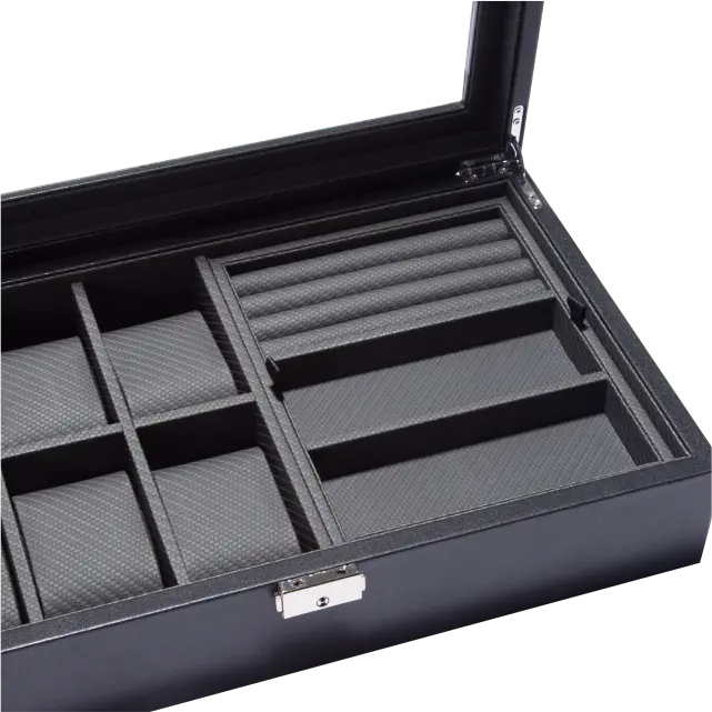 6 Slots with Jewelry Tray PU leather watch box-WB005 (2)