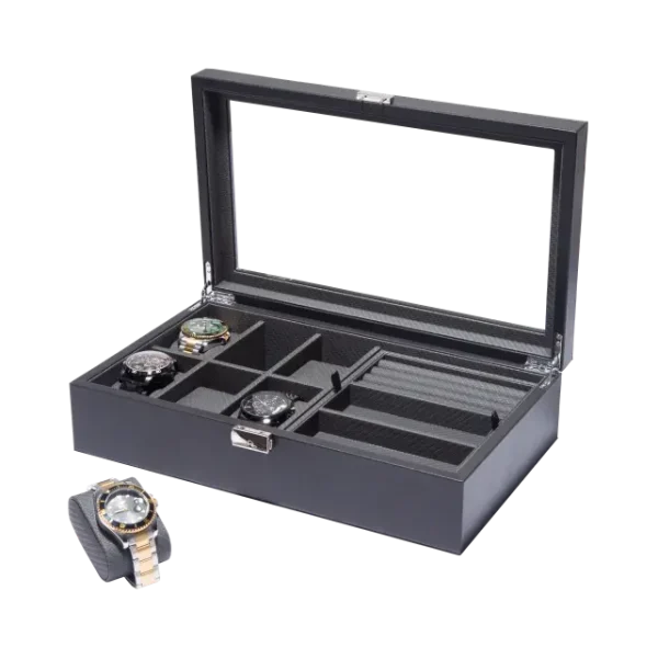 6 Slots with Jewelry Tray PU leather watch box-WB005 (1)