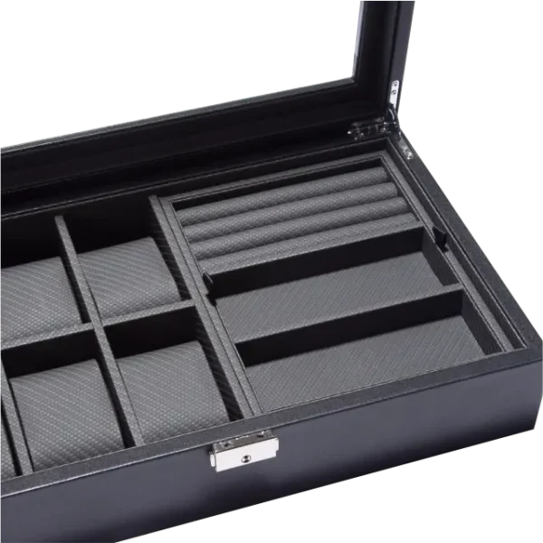 6 Slots with Jewelry Tray PU leather watch box-WB005 (2)